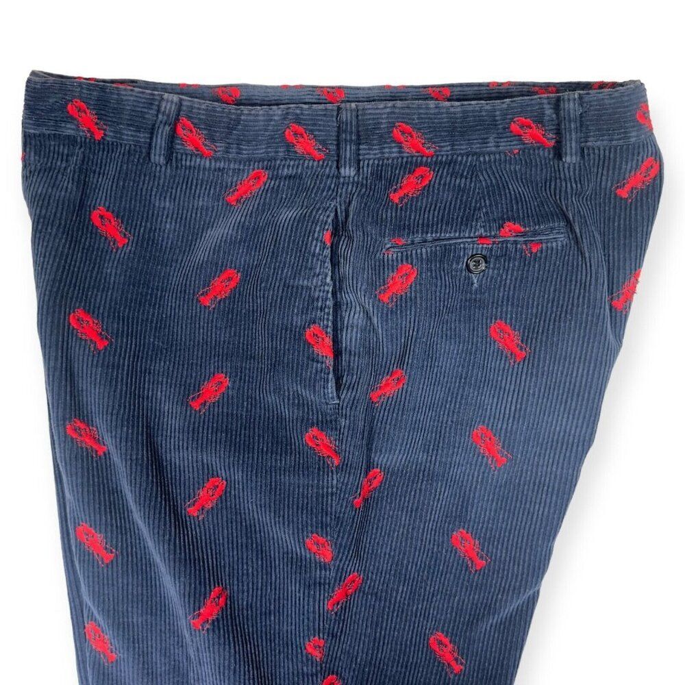 Hand Tailored 80s Lobster All Over Print Blue Corduroy Men's 36‎ - Picture 7 of 10